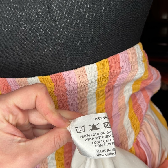 LIKE NEW Modcloth x Collectif Sandy-Lynn Peachy Stripe Dress Pink Striped Halter - Picture 7 of 9